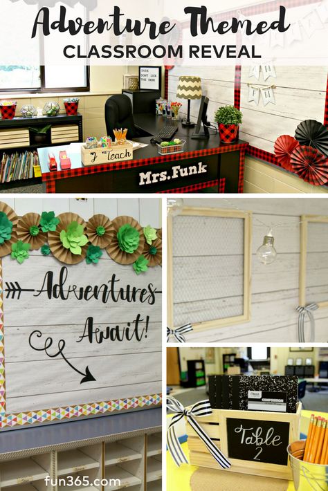 See how this adorable adventure themed classroom came together! Simple DIY projects and tough products make this classroom stand out. See how to set up your own on Fun365.com Adventure Classroom Theme, Learning Is An Adventure, Adventure Classroom, Travel Classroom, Travel Theme Classroom, Camping Classroom, Camping Theme Classroom, Classroom Decor High School, Diy Classroom Decorations