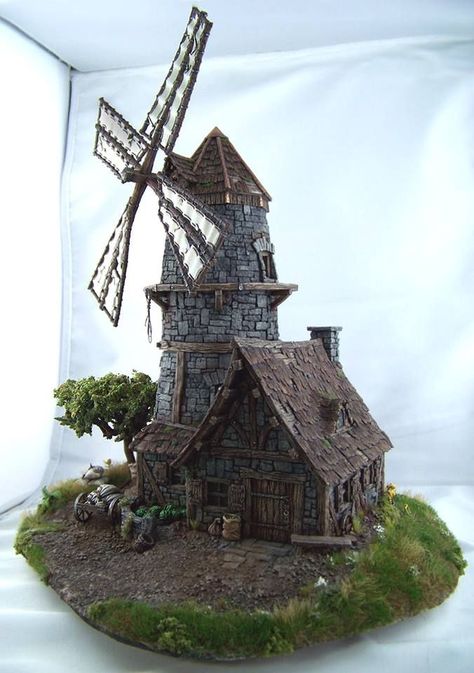 Windmill Model, Kakariko Village, Windmill House, Fairy House Crafts, Clay Fairy House, Windmill Design, Minecraft Medieval, Medieval Houses, Building Concept