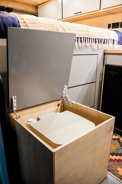 Vanlife Customs Ford Transit Conversion Cassette Toilet Storage Van Conversion Sink, Combi Vw T2, Promaster Conversion, Transit Conversion, Cassette Toilet, Ford Transit Conversion, Ford Transit Camper, Transit Camper, Van Conversion Interior