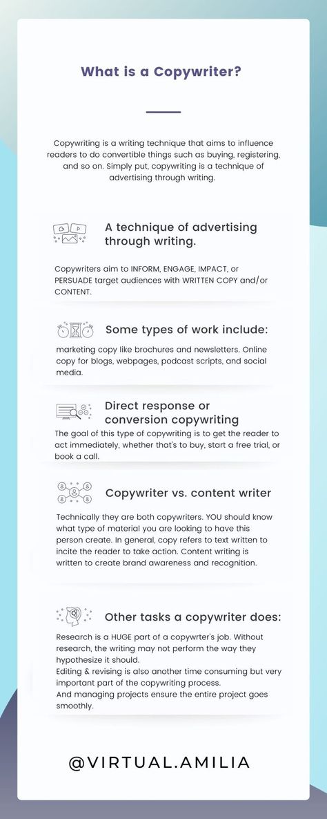 What is a copywriter? What do they write? How can a copywriter help you in your business? Job Info, Types Of Work, Target Audience, How Can, Social Media, Marketing, Writing