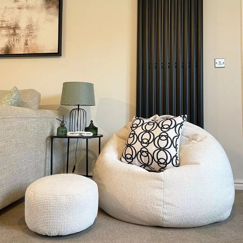 The most comfy corner, featuring our waffle slouchbag and circle geo snug print cushion☁️✨ 📷 @therileysresidence #rucomfy #rucomfyBeanbags #MadeInBritain #CosyHome #NeutralDecor #HomeInspo #Furniture Beanbag Bedroom Ideas, Beanbag Bedroom, Beanbag Corner, Comfy Corner, Printed Cushions, July 10, Neutral Decor, Room Inspiration Bedroom