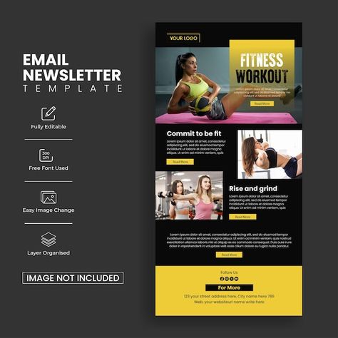 Workout Template, Email Template Design, Email Newsletter Template, Newsletter Template, Sport Design, Email Template, Email Templates, Small Business Tips, Email Newsletters