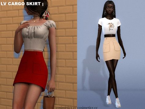 Skirt With Garter, Cargo Mini Skirt, Overall Skirt, The Sims 4 Download, Sims Four, Skirt Pleated, Sims Community, Ts4 Cc, Sims 4 Clothing