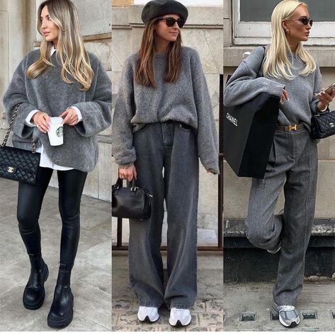 Grey Jumper Outfit, Grey Trousers Outfit, Grey Outfits, Comfy Fall Outfits, Jumper Outfit, Fall Outfits For Work, Autumn Outfit, Fashion Kids, Fall Outfits Women