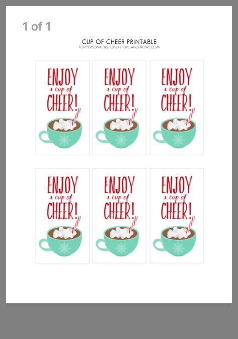 Have A Cup Of Cheer Printable Free, Cup Of Cheer Printable Free, Free Christmas Tags, Coffee Wedding Favors, Free Printable Christmas Gift Tags, Christmas Gift Tags Free, Mini Coffee Cups, Cup Of Cheer, Hot Cocoa Gift