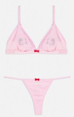 Great shopping ideas for Hello Kitty Bralette Thong Underwear Bra Set Size 6-16 XS-L, Women's Clothing Cute Bra Sets, Hello Kitty Lingerie, Bra And Under Set, Pinterest Shop, White Goth, Kitty Clothes, Shade Of Pink, Birthday Stuff, Cute Bras