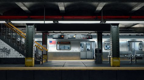 Metro Subway, Episode Backgrounds, Subway Station, New York Subway, Subway Train, Nyc Subway, Subway Art, Character Design Animation, Animation Background