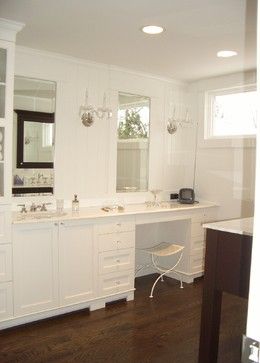 Knee Space Vanity Design Ideas, Pictures, Remodel and Decor Bathroom Knee Space, Bathroom Vanity Knee Space Ideas, Bathroom Vanity With Knee Space, Knee Space Vanity Master Bath, Bathroom Vanity With Seating, Seated Vanity, Fireplace Whitewash, Vanities Design, Vanity Design Ideas