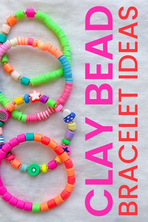 In this post we're sharing clay bead bracelet ideas, bead pattern ideas, as well as the best clay bead bracelet supplies! Bead Pattern Ideas, Diy Clay Beads, Clay Bead Bracelet Ideas, Bead Bracelet Ideas, Bracelet Supplies, Diy Crafts For Teen Girls, Beads Clay, Making Bracelets With Beads, Clay Bead Bracelet