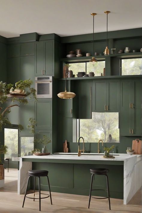 Green Kitchen Paint, Bright Room Colors, Olive Green Kitchen, Best Wall Paint, Green Kitchen Walls, Best Wall Colors, Color Combinations Home, Paint For Kitchen Walls, Light Colored Furniture