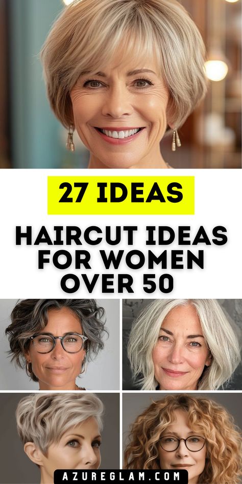 Discover 27 haircut ideas for women over 50 in 2024, offering stylish options for every hair type. Whether you have fine hair, thick hair, or a round face, these haircuts are designed to complement your features. From chic short bobs to layered cuts with bangs, these styles are perfect for women over 50 looking to refresh their look. These haircuts will keep you looking modern and confident all year long. Haircuts For Large Noses, Short Layered Haircuts Over 50 Grey Hair, Jane Pauley Hair Short Haircuts, Haircuts For Fine Flat Hair Over 50, Maintenance Free Haircuts For Women, Hair Styles For Women 50, Womens Bangs Haircut, Short Layered Haircuts For Round Faces, Short Bob With Bangs For Fine Hair Round Faces