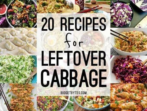 What To Do With Leftover Cabbage, Cabbage Leftover Recipes, Leftover Cabbage Ideas, Leftover Cabbage Recipes, Leftover Cabbage, Easy Cabbage Recipes, Fried Cabbage Recipes, Cabbage Rolls Recipe, Budget Bytes