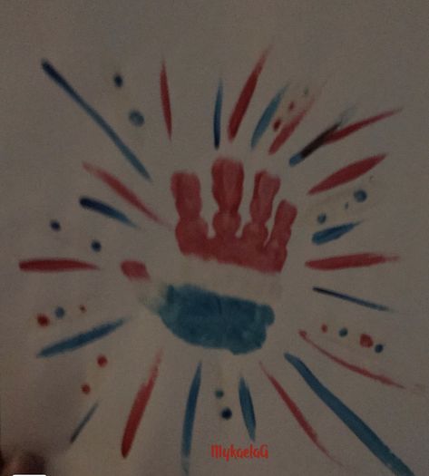 Handprint Fireworks, Fourth Of July Handprint Art, July Handprint Art, Fireworks Handprint Craft, Fourth Of July Nicu Craft, 4th Of July Nicu Craft, 4th Of July Baby Painting, Red White And Blue Art For Toddlers, 4th Of July Toddler Handprint