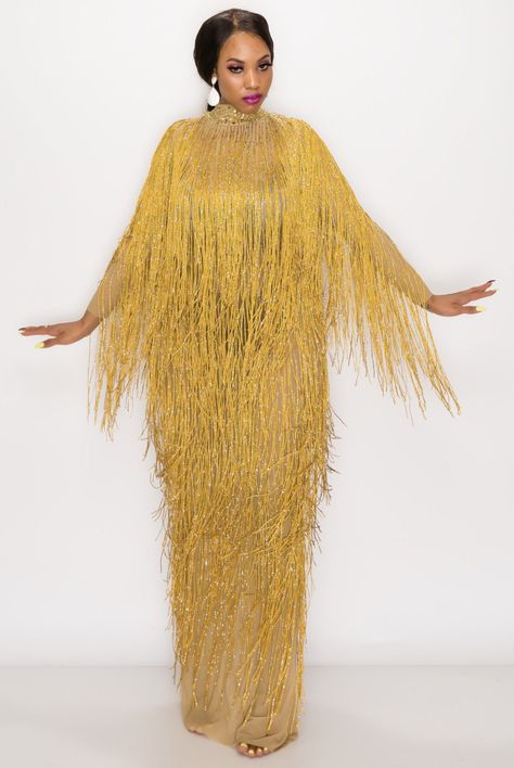 KIMORA FRINGE DRESS Tassel Party Maxi Dresses Party Maxi Dresses, Dashiki Fashion, Long African Dresses, Silver Linings, Tassel Dress, Evening Dresses Plus Size, Long Fringe, Stage Costume, Bodycon Maxi Dresses