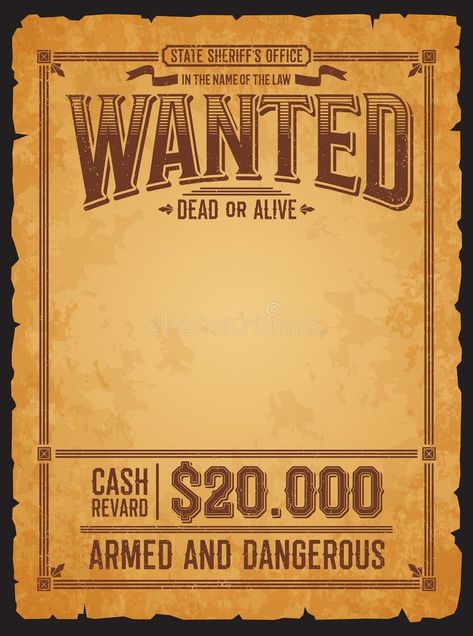 Old Western Wanted Poster Stock Illustrations – 2,215 Old Western Wanted Poster Stock Illustrations, Vectors & Clipart - Dreamstime Western Wanted Poster, Old Western Design, Western Newspaper, Old Western Aesthetic, Western Bandit, Wanted Poster Design, Western Graphic Design, Wanted Poster Template, Creepy Clown Pictures