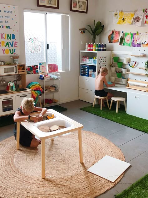 This space is just way too busy and the unnecessary decor takes away from the room. Ikea Australia, Small Playroom, Montessori Playroom, Baby Playroom, Toddler Playroom, Playroom Design, Playroom Organization, Therapy Room, Cognitive Development