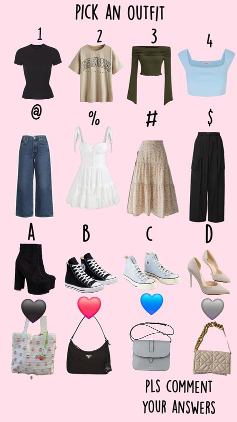 pick an outfit Pick Ur Fit, Pick Ur Outfit, Pick A Outfit, Pick Your Outfit, Pick An Outfit, Pick Outfits, Taylor Swift Funny, Trendy Outfits For Teens, Cute Preppy Outfits