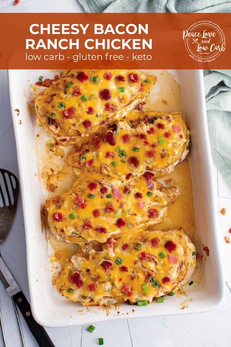 Chicken Cream Cheese Bacon Recipes, Chicken Breast Keto Recipes, Cream Cheese Ranch Chicken, Cheesy Bacon Ranch Chicken, Chicken With Cream Cheese, Chicken Bacon Ranch Bake, Chicken Breast With Bacon, Bacon Ranch Chicken, Low Carb Gluten Free Recipes