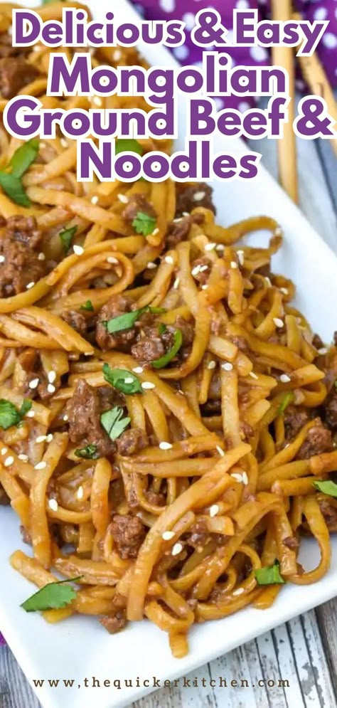 Mongolia Ground Beef Noodles, Beef And Garlic Noodles, Ground Beef And Chow Mein Noodles, Quick Recipes Mongolian Ground Beef Noodles, Easy Mongolian Beef Noodles, Mongolian Inspired Ground Beef Noodles, Ground Beef Lo Mein Recipe Easy, Beef Linguine Recipes, Noodles Dinner Recipes