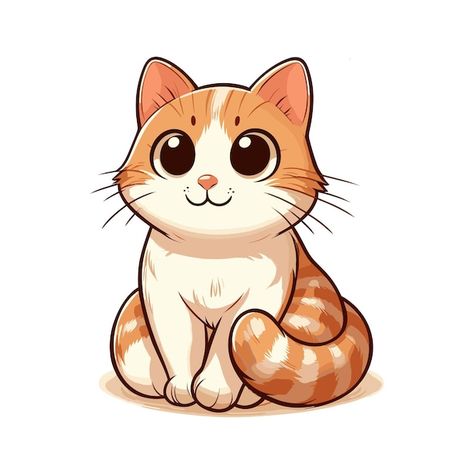 cute cat cartoon vector on white background Cartoon Cat Design, Cute Drawings Cats, Cute Cat Art Cartoon, 3 Cats Together Drawing, Cartoon Cats Cute Drawing, Cat Cartoon Drawing, Cat White Background, Cute Cats Drawing, Cat Cartoon Images