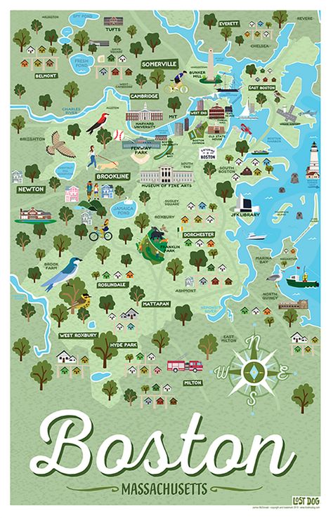 Boston Map Illustration, Salem Massachusetts Travel, Boston Map, Map Ideas, Illustrated Maps, Massachusetts Travel, 18x24 Frame, Illustration Styles, Places In New York