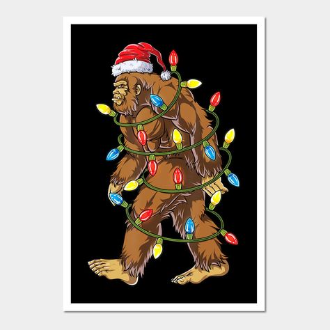 Cryptid Christmas, Bigfoot Art Cute, Buckeye Cake, Sasquatch Art Graphic Design, Sasquatch Christmas, Bigfoot Ornament, Bigfoot Christmas, Bigfoot Pictures, Santa Christmas Tree