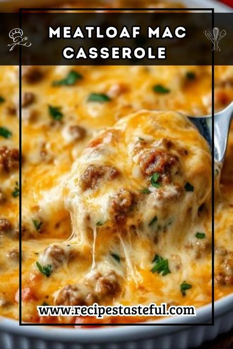 A comforting and hearty casserole that combines classic meatloaf flavors with creamy macaroni and cheese, perfect for family dinners. Cheese Meatloaf, Meatloaf Casserole, Cheese Stuffed Meatloaf, How To Make Meatloaf, Creamy Macaroni And Cheese, Classic Meatloaf, Cheddar Cheese Soup, Hearty Casseroles, Quick Weeknight Meals