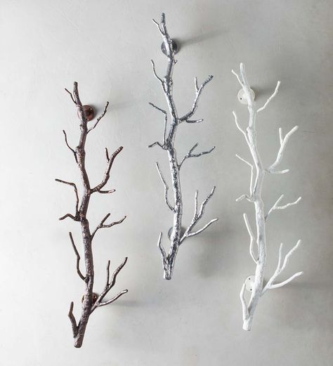 Recycled Metal Branch Wall Rack, 3' - Silver | VivaTerra Display Towels, Tree Branch Wall, House Items, Wall Rack, Branch Decor, Business Decor, Branch Design, Dresses Indian, Wall Racks