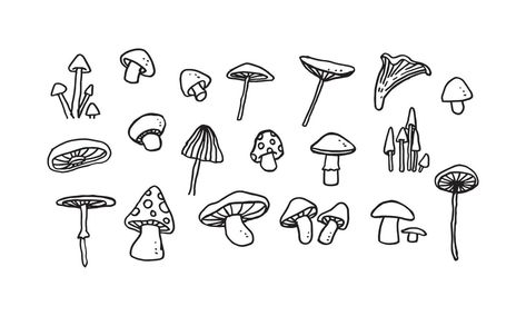 Cute Mushroom Drawing Simple, Fairycore Doodles, Simple Mushroom Drawing, Mushroom Tattoos Simple, Simple Mushroom Tattoo, Mushroom Drawing Simple, Dessin Aestetic, Mushroom Branding, Deco Hippie