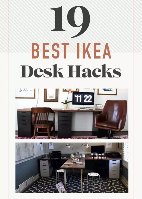 Ikea Bekant Desk Hack, Ikea Desk Hack L Shape, Ikea T Shaped Desk, Ikea Desk Hack Home Offices, Ikea L Shaped Desk, Ikea Workspace, T Shaped Desk, Ikea Standing Desk, Ikea Alex Desk