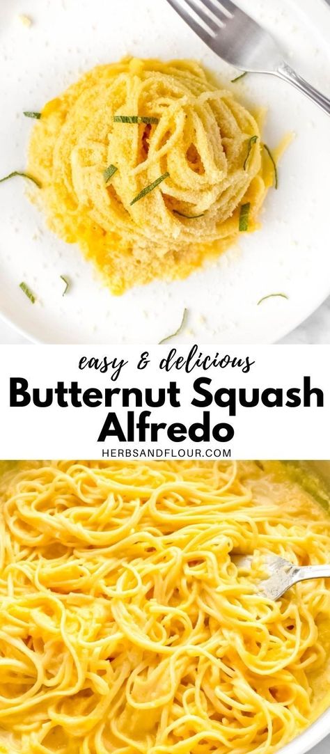 Recipes Using Pureed Butternut Squash, Butternut Pasta Sauce Recipes, Butternut Squash Fettucini, Butternut Squash Noodle Recipes, Butternut Squash Cream Sauce, Butter Nut Squash Pasta Recipes, Butternut Squash Alfredo Sauce, Butternut Sauce For Pasta, Butternut Squash Sauce For Pasta