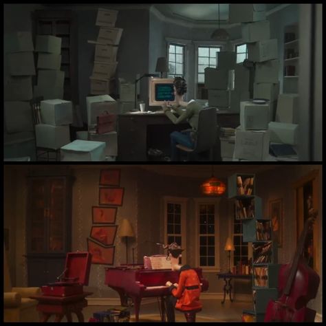 This image shows a side-by-side comparison of the two worlds in Coraline. By seeing the two worlds at the same time, students will be able to identify how the other world is targeted to Coraline's personality. Students will use this image to determine Coraline's character traits as demonstrated by a world tailored for her. Posted by One_of_Two on Reddit. #etlobest Coraline Other World, Coraline Characters, Stop Motion Movies, Laika Studios, Coraline Movie, Coraline Aesthetic, Disney Theory, Coraline Doll, Coraline Jones