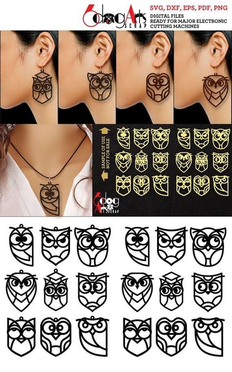 Laser Cut Wood Jewelry, 3d Tiskárna, Laser Cut Wood Earrings, Laser Cut Earrings, Owl Earrings, Wood Acrylic, Carving Designs, Printed Jewelry, 3d Laser