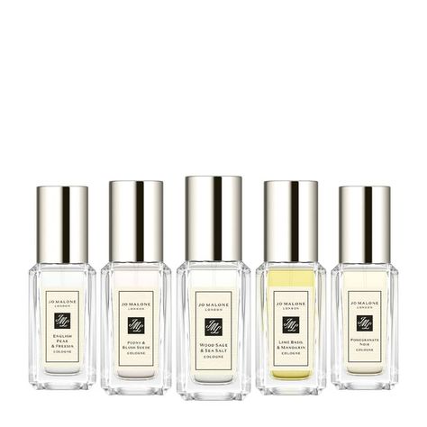 A collection of five travel-sized Jo Malone London fragrances, designed to wear solo or pair together. Wrapped in a gift box to surprise someone special or keep for yourself. The Jo Malone London ... Jo Malone Gift Set, Joe Malone, Luxury Scents, Jo Malone Cologne, Cologne Collection, Peony Blush Suede, Autumn Breeze, King William, Fruity Fragrance