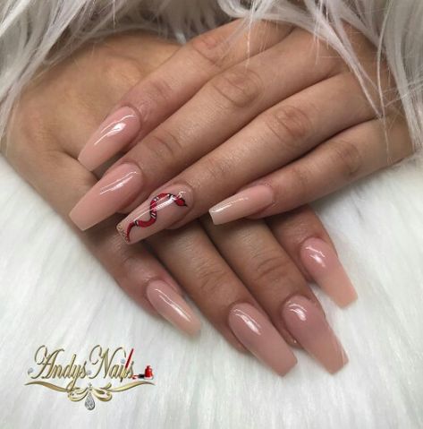 Nude long Gucci manicure with one accent ‘snake’ nail. Snake Nail, Nude Manicure, Nails Photos, Milk Snake, Gucci Nails, Black Acrylic Nails, Valentine Nail Art, Nail Time, Cute Spring Nails