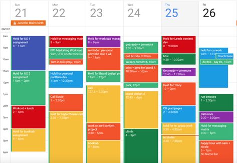 Color Code Your Calendar, Already | by Dan Silvestre | Forge Color Coded Calendar, Block Schedule Template, Canvas Business, Diy Organizing, Excel Calendar Template, Outlook Calendar, Block Scheduling, Excel Calendar, What Do You Feel