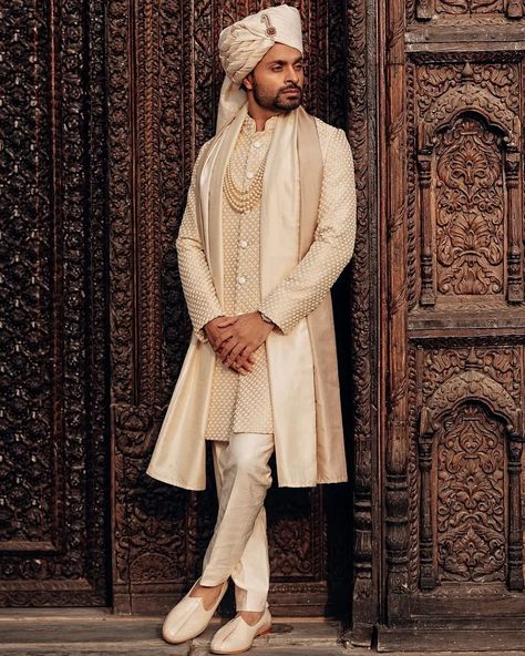 Kunal Rawal | Classics that are a class apart 🤍 #KRGroom @the.real.ap is wearing #KunalRawalXEkayaBanaras small scallop beaded sherwani with our colour... | Instagram Kunal Rawal, Sherwani For Men, Mens Kurta Designs, Mens Kurta, Kurta Designs, A Class, Wedding Attire, How To Wear, Instagram