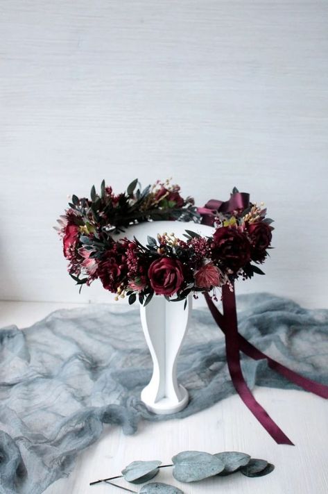 Burgundy flower girl headband, Boho flower crown, Toddler flower crown, Mauve flower headpiece, Custom crown, Burgundy flower crown Burgundy Flower Crown, Yellow Flower Crown, Black Flower Crown, Flower Girl Hair Piece, Red Flower Crown, Bridesmaid Crown, Gothic Flowers, Festival Headpiece, Flower Girl Headband