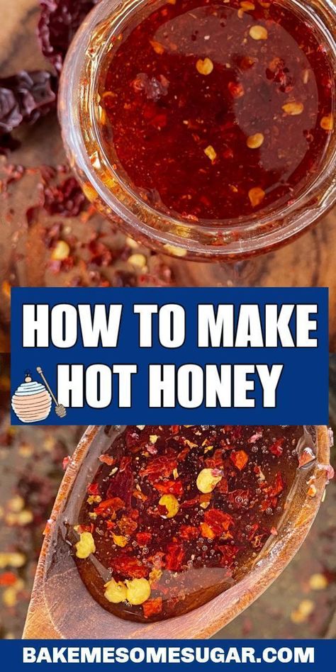 Make Hot Honey, Homemade Hot Honey, Hot Honey Sauce, Hot Honey Recipe, Hot Sauce Recipes, Honey Sauce, Spicy Honey, Side Dish Recipes Easy, Hot Honey