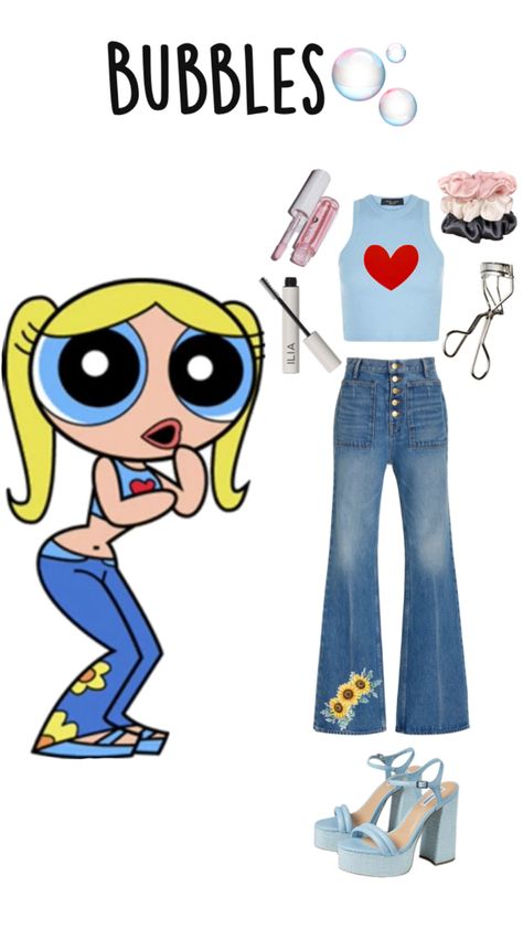 Leave a comment if you like this outfit idea/aesthetic🫶🏽 Bubbles Powerpuff Costume, Powerpuff Girls Outfit, Powerpuff Costume, Power Puff Costume, Power Girl Costume, Outfit Idea Aesthetic, Bubble Costume, Bubbles Powerpuff, Power Puff Girls Bubbles