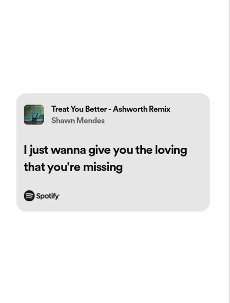 I just wanna give you the loving that you're missing Treat You, See You Again, Shawn Mendes, Treat Yourself, See You, Songs, Quotes