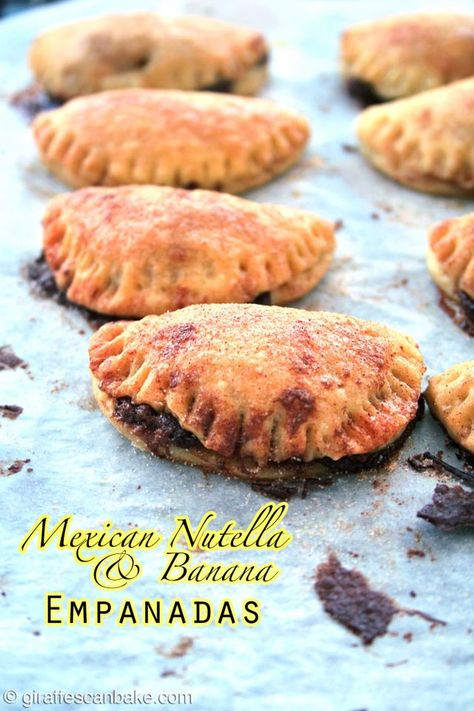 Mexican Nutella and Banana Empanadas Banana Empanadas, Nutella And Banana, Dessert Banana, Nutella Snacks, Banana Nutella, Flaky Pie Crust, Nutella Recipes, Mexican Dessert, No Cook Desserts