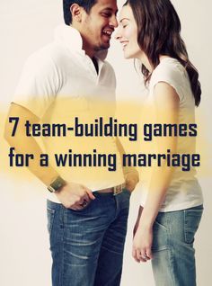 7 team-building games for a winning marriage. #marriage #games #date Couples Night Games Friends, Team Building For Couples, Marriage Retreat Games Christian, Group Games For Married Couples, Marriage Ministry Games, Marriage Ministry Icebreakers, Marriage Retreat Goody Bags, Games For Married Couples Retreat, Marriage Games For Groups