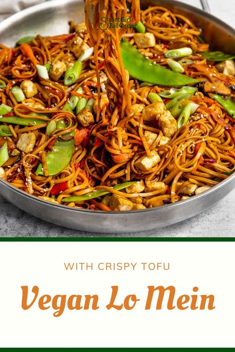 Vegan Chinese Takeout Recipes, Vegan Rice Noodle Stir Fry, Vegan Japanese Noodle Recipes, Vegan Noodles Asian, Noodle Vegan Recipes, Tofu Stir Fry Recipe Noodles, Vegan Tofu Noodles, Rice Noodle Lo Mein, Vegetarian Lo Mein Recipe