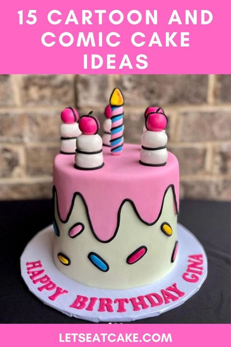 Fun Cake Recipes, Cartoon Cake Design, Chocolate Banana Cupcakes, Simple Cake Recipe, Aesthetic At Home, Roller Skate Cake, Comic Cake, Baking Challenge, Cartoon Birthday Cake