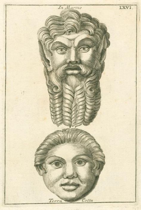 Marble and terra-cotta Roman theatre masks - NYPL Digital Collections Roman Theatre, Theatre Masks, Mask Types, New York Public Library, Picture Collection, Ancient Romans, Still Image, Terra Cotta, Public Library