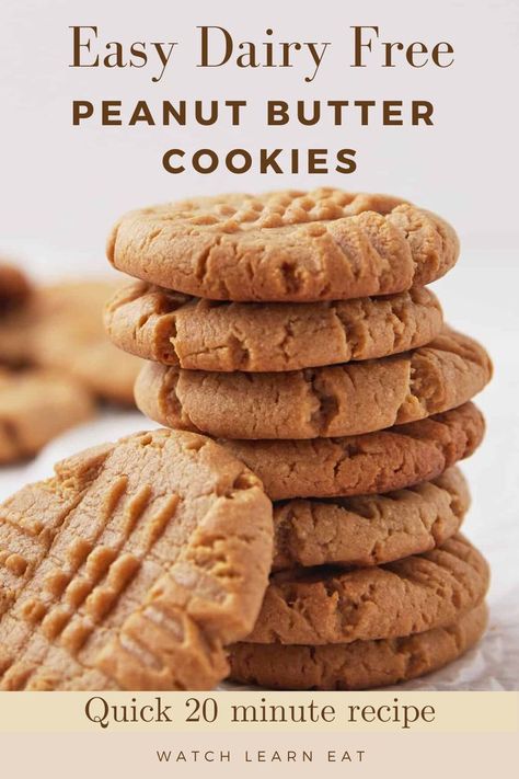 Vegan Peanut Butter Cookies perfect for a quick and healthy snack Dairy Free Peanut Butter Cookies, Egg Free Cookies, Healthy Peanut Butter Cookies, Gluten Free Peanut Butter Cookies, Vegan Peanut Butter Cookies, Dairy Free Cookies, Cookies Gluten Free, Chewy Peanut Butter Cookies, Gluten Free Peanut Butter