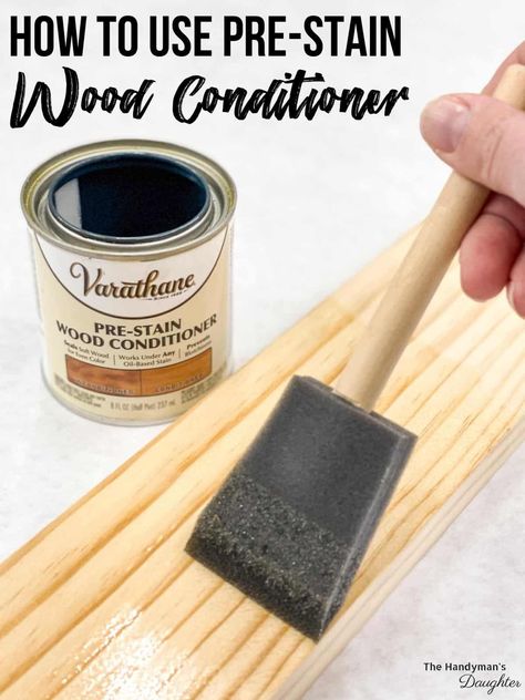 Does your wood stain always turns out blotchy? You might need some pre-stain wood conditioner! Learn how it works and how to apply it! Blotchy Stain On Wood, How To Stain Pine Wood, How To Restain Cabinets, Wood Conditioner Before Stain, Best Stain For Pine Wood, Restain Cabinets, Pre Stain Wood Conditioner, Staining Pine Wood, Conditioner Diy