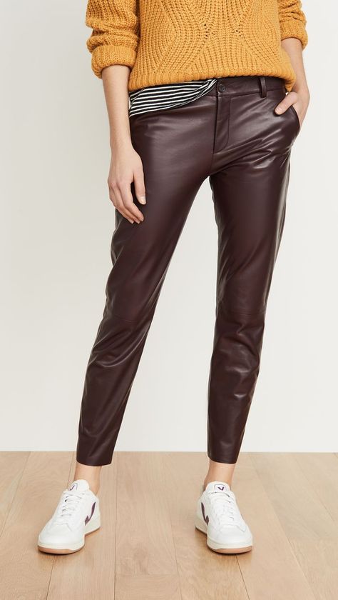 Nili Lotan East Hampton Pants Brown Leather Pants Outfit Fall, Leather Pants Outfit Fall, Brown Monochrome Outfit, Outfit Fall 2023, Brown Leather Pants Outfit, Brown Monochrome, Lederhosen Outfit, Brown Leather Pants, Pants Outfit Fall