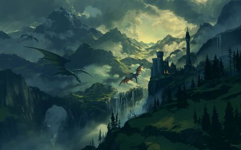 Dragon Wallpaper 4k, Practice Painting, Dragon Wallpaper, Dragon City, City Silhouette, City Background, Fantasy City, Fantasy Castle, Fantasy Dragon